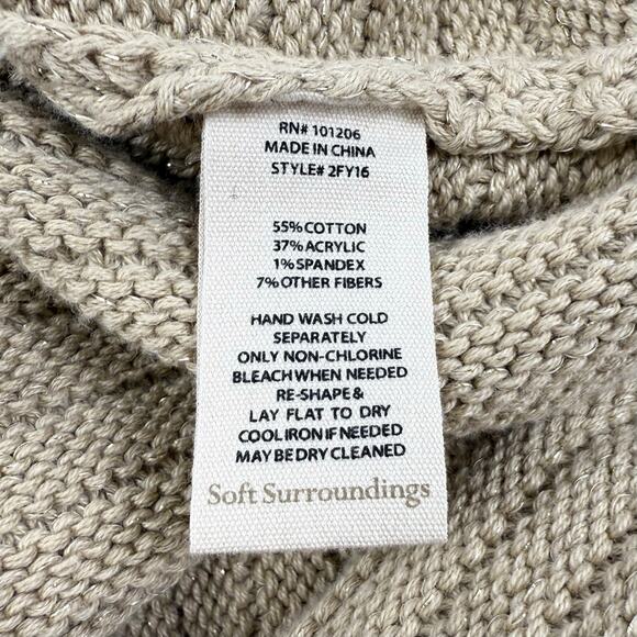 Soft Surroundings Women's Metallic Knit Longline Cardigan Sweater XL Tan - Picture 9 of 12
